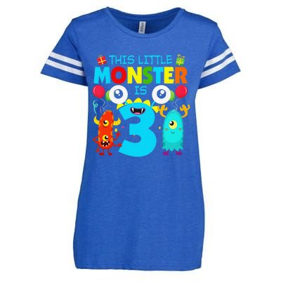 Funny 3 Year Old Gifts This Little Monster Is 3rd Birthday Enza Ladies Jersey Football T-Shirt