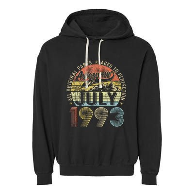 Funny 30 Year Old July 1993 Vintage Retro 30th Birthday Gift Garment-Dyed Fleece Hoodie