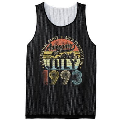 Funny 30 Year Old July 1993 Vintage Retro 30th Birthday Gift Mesh Reversible Basketball Jersey Tank