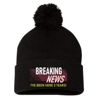 Funny 3 Year Work Anniversary 3rd Employee Appreciation Meme Pom Pom 12in Knit Beanie