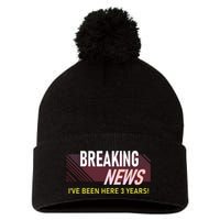Funny 3 Year Work Anniversary 3rd Employee Appreciation Meme Pom Pom 12in Knit Beanie