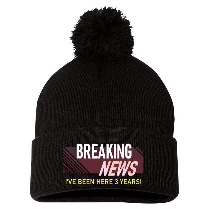 Funny 3 Year Work Anniversary 3rd Employee Appreciation Meme Pom Pom 12in Knit Beanie