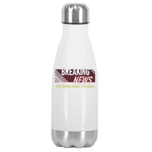 Funny 3 Year Work Anniversary 3rd Employee Appreciation Meme Stainless Steel Insulated Water Bottle