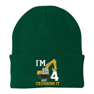 Four 4yr 4th Birthday Digger Construction 4 Years Old Knit Cap Winter Beanie