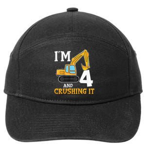 Four 4yr 4th Birthday Digger Construction 4 Years Old 7-Panel Snapback Hat