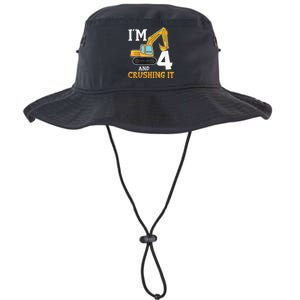 Four 4yr 4th Birthday Digger Construction 4 Years Old Legacy Cool Fit Booney Bucket Hat