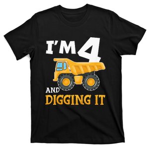 Four 4yr 4th Birthday Construction Boy 4 Years Old T-Shirt