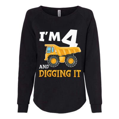 Four 4yr 4th Birthday Construction Boy 4 Years Old Womens California Wash Sweatshirt