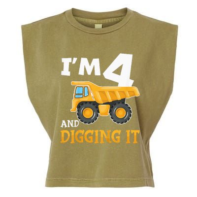 Four 4yr 4th Birthday Construction Boy 4 Years Old Garment-Dyed Women's Muscle Tee