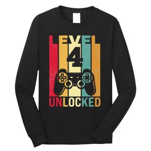 Four 4yr 4 Birthday Son Funny Gamer 4th Years Old Long Sleeve Shirt