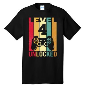 Four 4yr 4 Birthday Son Funny Gamer 4th Years Old Tall T-Shirt