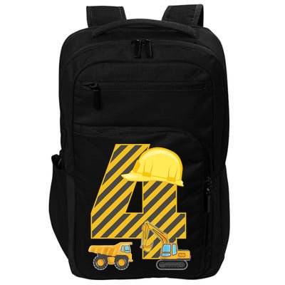 Four 4yr 4th Birthday Construction Outfit Boy 4 Years Old Impact Tech Backpack