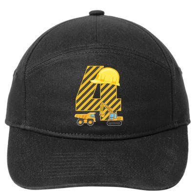 Four 4yr 4th Birthday Construction Outfit Boy 4 Years Old 7-Panel Snapback Hat