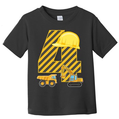 Four 4yr 4th Birthday Construction Outfit Boy 4 Years Old Toddler T-Shirt