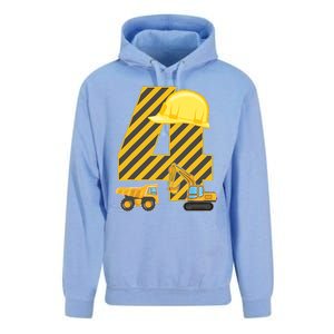 Four 4yr 4th Birthday Construction Outfit Boy 4 Years Old Unisex Surf Hoodie