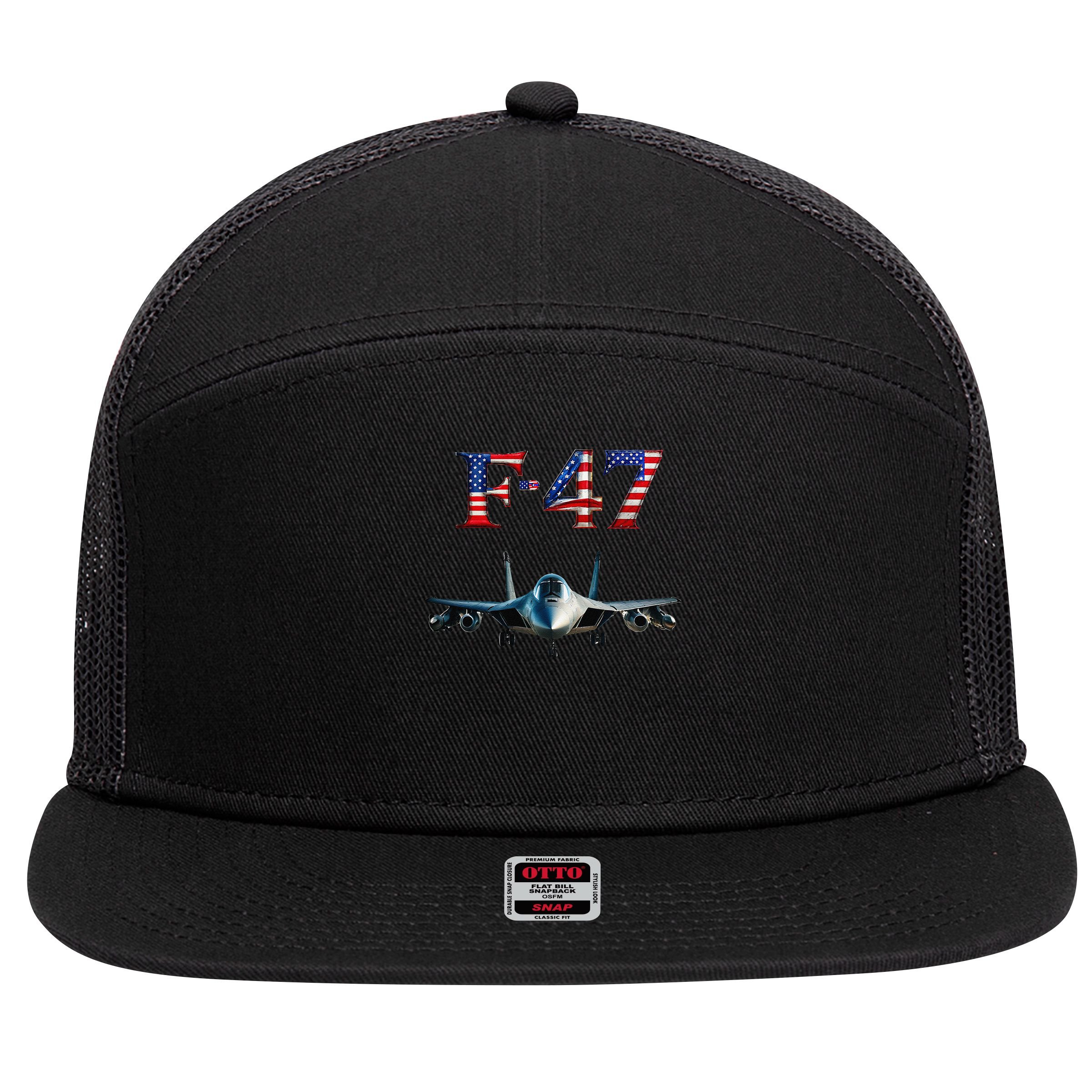F 47 Aircraft Fighter Jet USA F-47 Fighter Jet Merch 7 Panel Mesh Trucker Snapback Hat