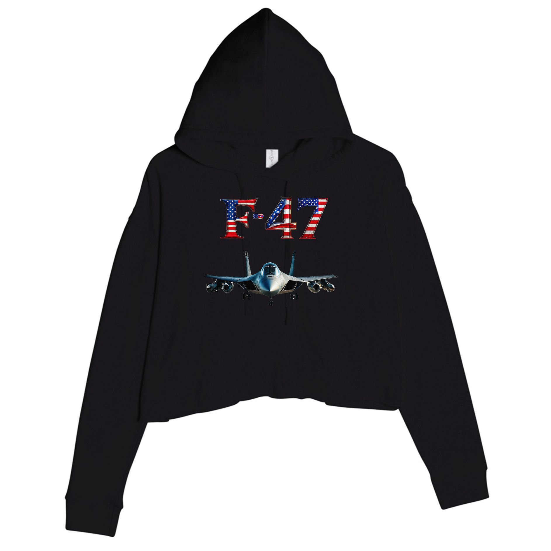 F 47 Aircraft Fighter Jet USA F-47 Fighter Jet Merch Crop Fleece Hoodie