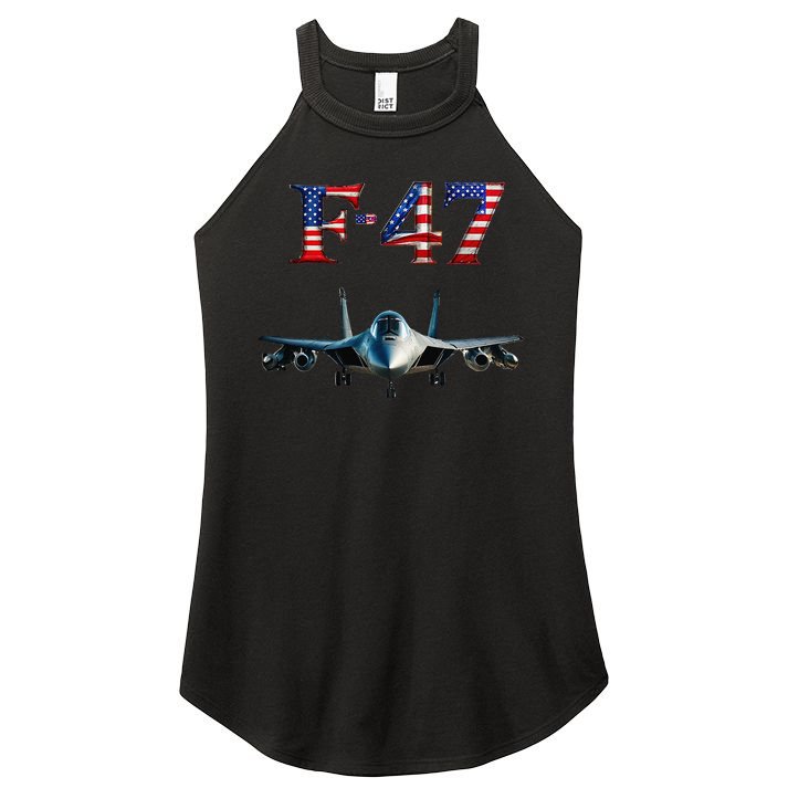 F 47 Aircraft Fighter Jet USA F-47 Fighter Jet Merch Women's Perfect Tri Rocker Tank