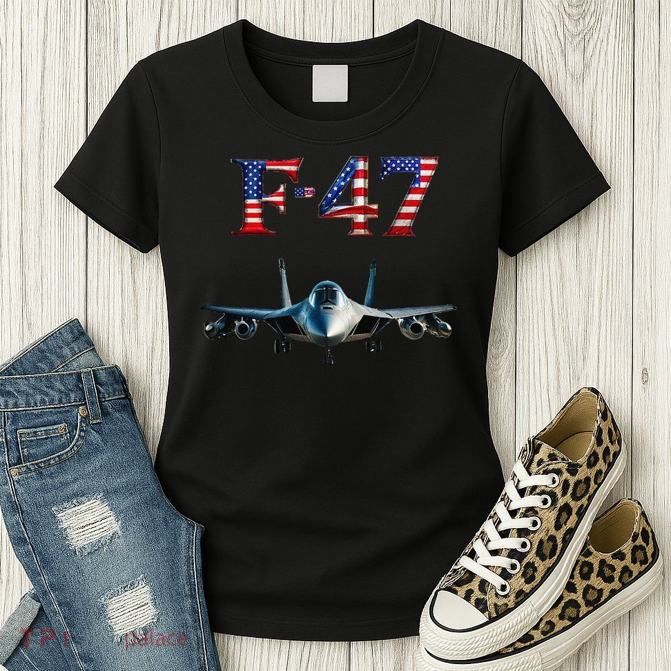 F 47 Aircraft Fighter Jet USA F-47 Fighter Jet Merch Womens T-Shirt