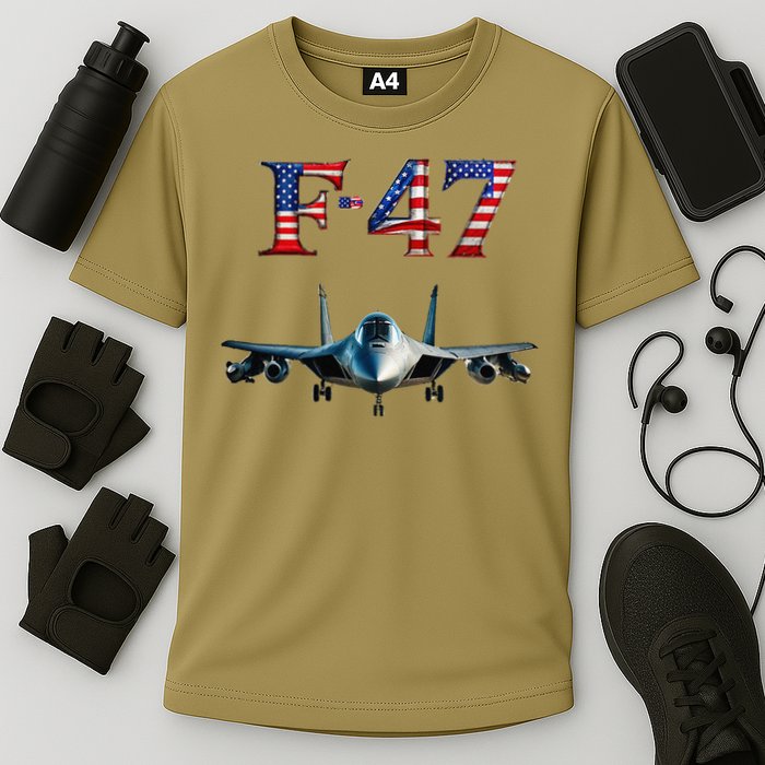 F 47 Aircraft Fighter Jet USA F-47 Fighter Jet Merch Cooling Performance Crew T-Shirt