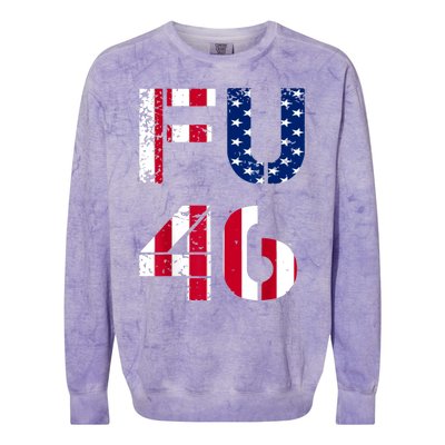 FU 46 Anti Biden Vintage Retro Distressed American Flag Colorblast Crewneck Sweatshirt