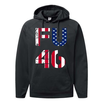 FU 46 Anti Biden Vintage Retro Distressed American Flag Performance Fleece Hoodie