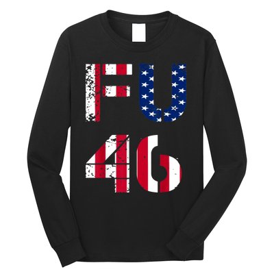 FU 46 Anti Biden Vintage Retro Distressed American Flag Long Sleeve Shirt