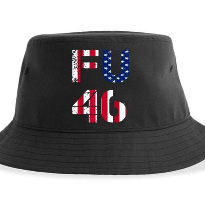 FU 46 Anti Biden Vintage Retro Distressed American Flag Sustainable Bucket Hat