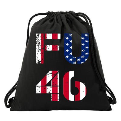 FU 46 Anti Biden Vintage Retro Distressed American Flag Drawstring Bag