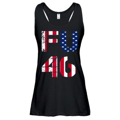 FU 46 Anti Biden Vintage Retro Distressed American Flag Ladies Essential Flowy Tank