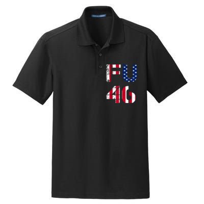 FU 46 Anti Biden Vintage Retro Distressed American Flag Dry Zone Grid Polo