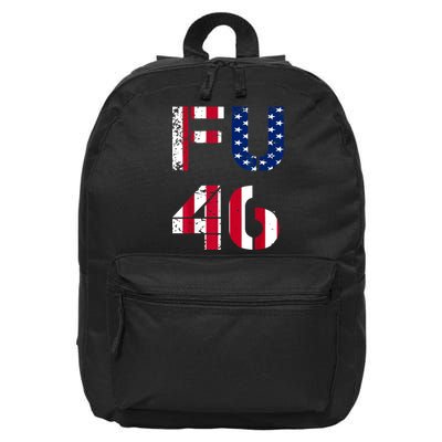 FU 46 Anti Biden Vintage Retro Distressed American Flag 16 in Basic Backpack
