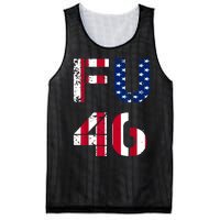 FU 46 Anti Biden Vintage Retro Distressed American Flag Mesh Reversible Basketball Jersey Tank