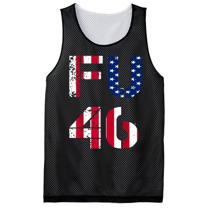 FU 46 Anti Biden Vintage Retro Distressed American Flag Mesh Reversible Basketball Jersey Tank