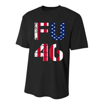 FU 46 Anti Biden Vintage Retro Distressed American Flag Youth Performance Sprint T-Shirt