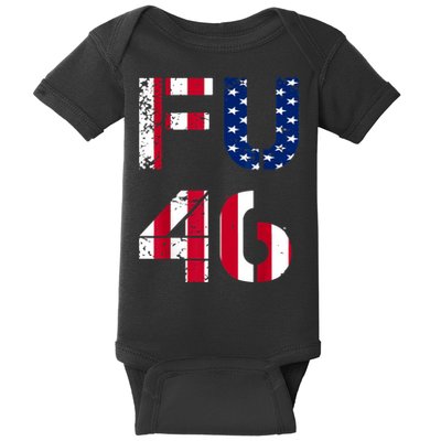 FU 46 Anti Biden Vintage Retro Distressed American Flag Baby Bodysuit