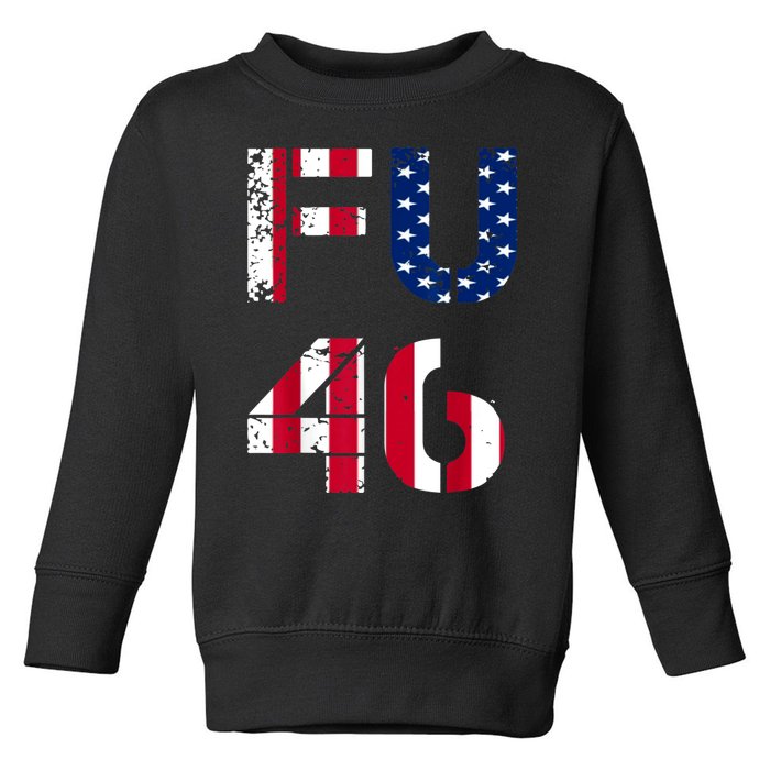 FU 46 Anti Biden Vintage Retro Distressed American Flag Toddler Sweatshirt