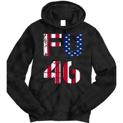 FU 46 Anti Biden Vintage Retro Distressed American Flag Tie Dye Hoodie