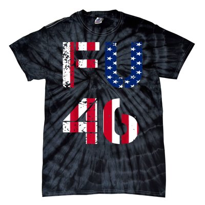 FU 46 Anti Biden Vintage Retro Distressed American Flag Tie-Dye T-Shirt