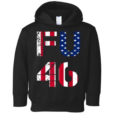FU 46 Anti Biden Vintage Retro Distressed American Flag Toddler Hoodie