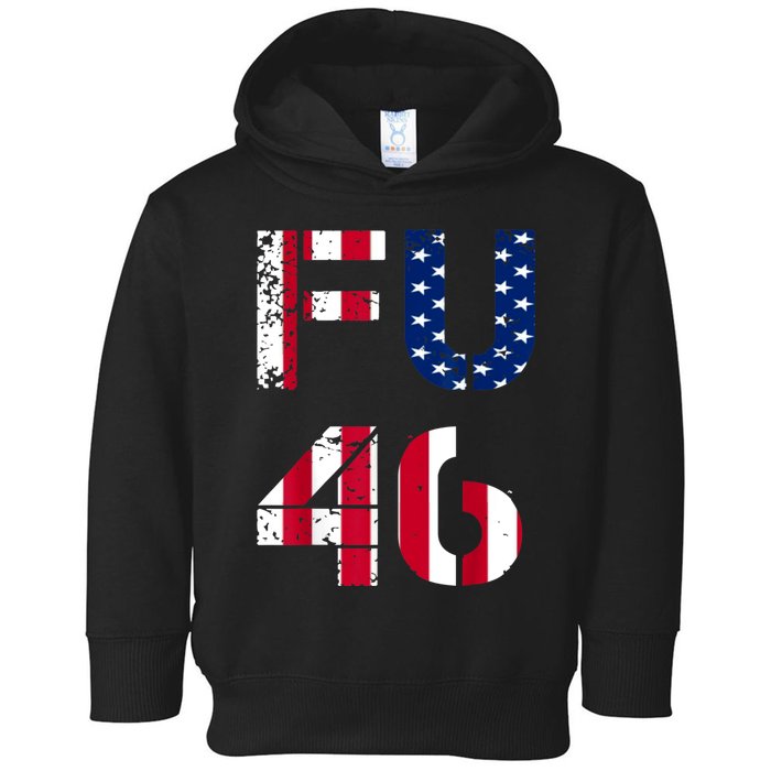 FU 46 Anti Biden Vintage Retro Distressed American Flag Toddler Hoodie