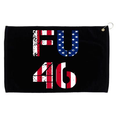 FU 46 Anti Biden Vintage Retro Distressed American Flag Grommeted Golf Towel