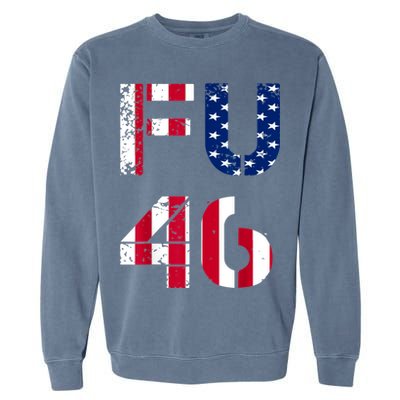 FU 46 Anti Biden Vintage Retro Distressed American Flag Garment-Dyed Sweatshirt