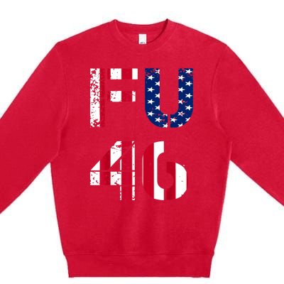 FU 46 Anti Biden Vintage Retro Distressed American Flag Premium Crewneck Sweatshirt