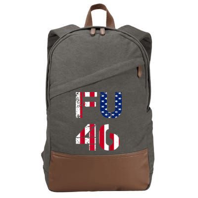 FU 46 Anti Biden Vintage Retro Distressed American Flag Cotton Canvas Backpack