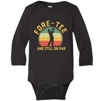 Funny 40th Birthday Golfer Turning 40 Year Old Golfing Baby Long Sleeve Bodysuit