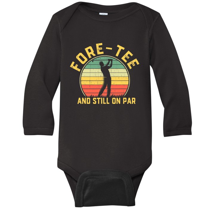 Funny 40th Birthday Golfer Turning 40 Year Old Golfing Baby Long Sleeve Bodysuit