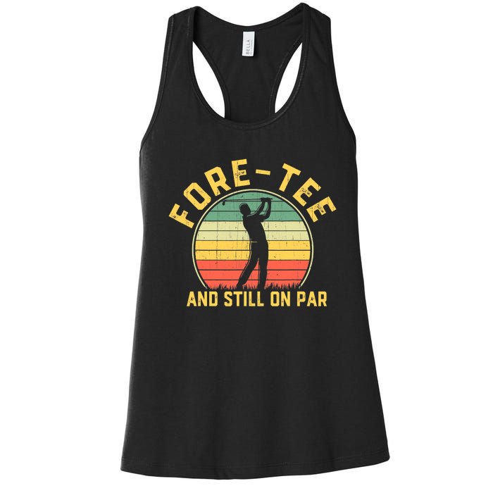 Funny 40th Birthday Golfer Turning 40 Year Old Golfing Women's Racerback Tank