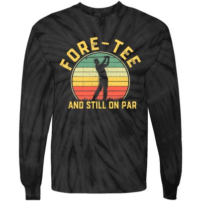 Funny 40th Birthday Golfer Turning 40 Year Old Golfing Tie-Dye Long Sleeve Shirt