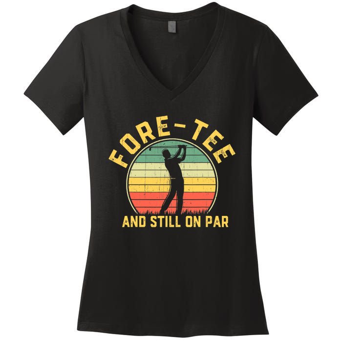 Funny 40th Birthday Golfer Turning 40 Year Old Golfing Women's V-Neck T-Shirt